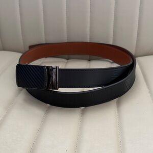 Chaoren Black/Tan Dress Belt with Textured Buckle